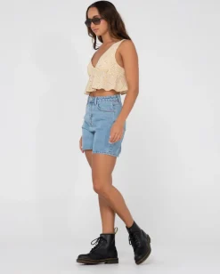 Best Sale Magnolia Floral Printed Crop Top Womens Fashion Tops