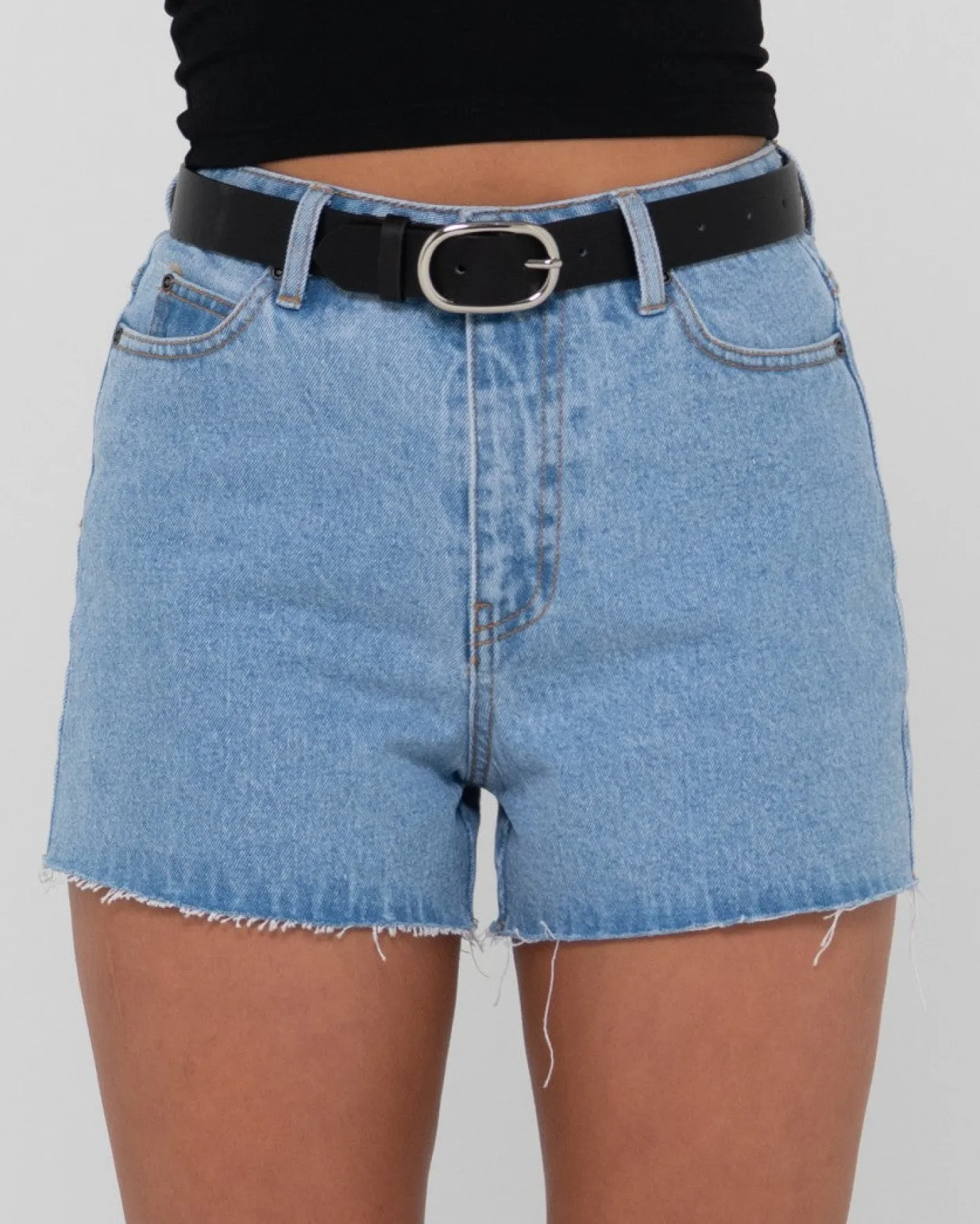 Cheap Malta High Waisted Frayed Denim Short Womens Denim