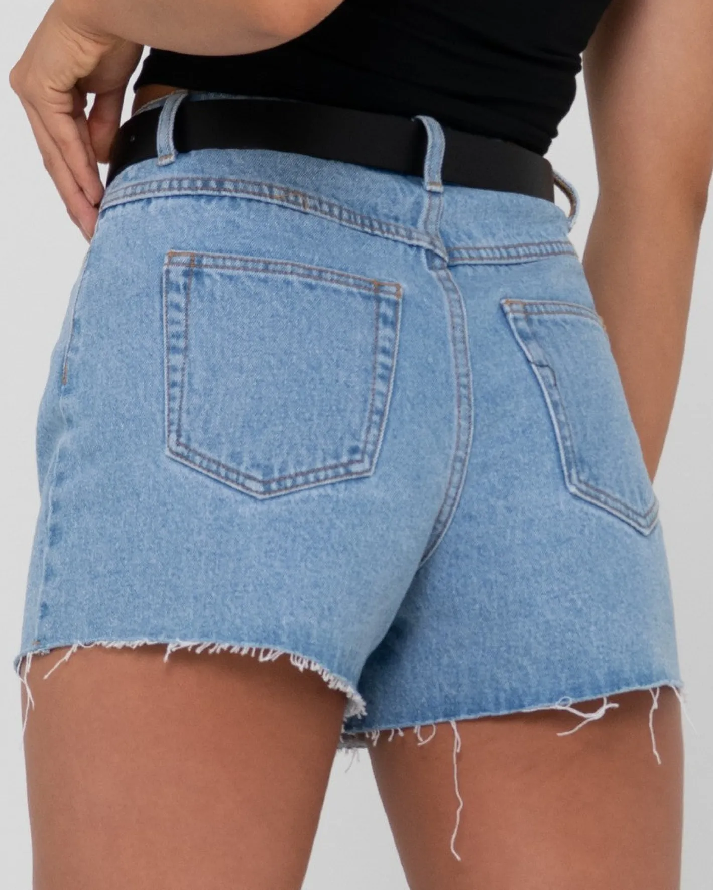 Cheap Malta High Waisted Frayed Denim Short Womens Denim