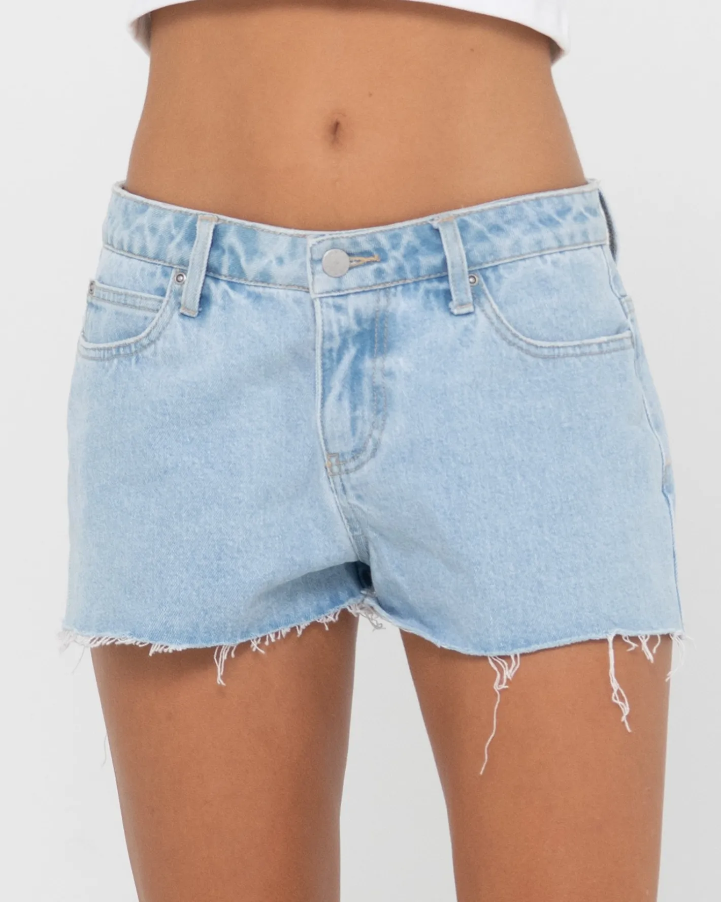 Cheap Malta Low Rise Frayed Denim Short Womens Denim