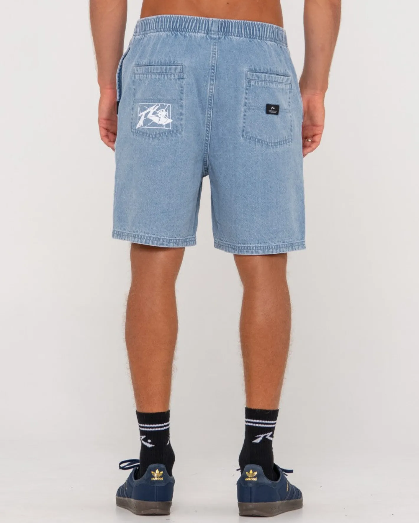 Cheap Manila Folder Vintage Wash Denim Elastic Short Mens Shorts