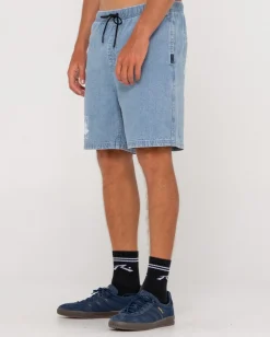 Cheap Manila Folder Vintage Wash Denim Elastic Short Mens Denim