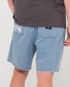 Best Manila Folder Vintage Wash Denim Elastic Short Mens Jorts