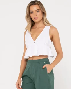 Clearance Matilda Button Up Crop Top Womens Fashion Tops