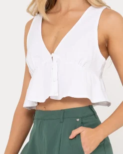 Clearance Matilda Button Up Crop Top Womens Fashion Tops