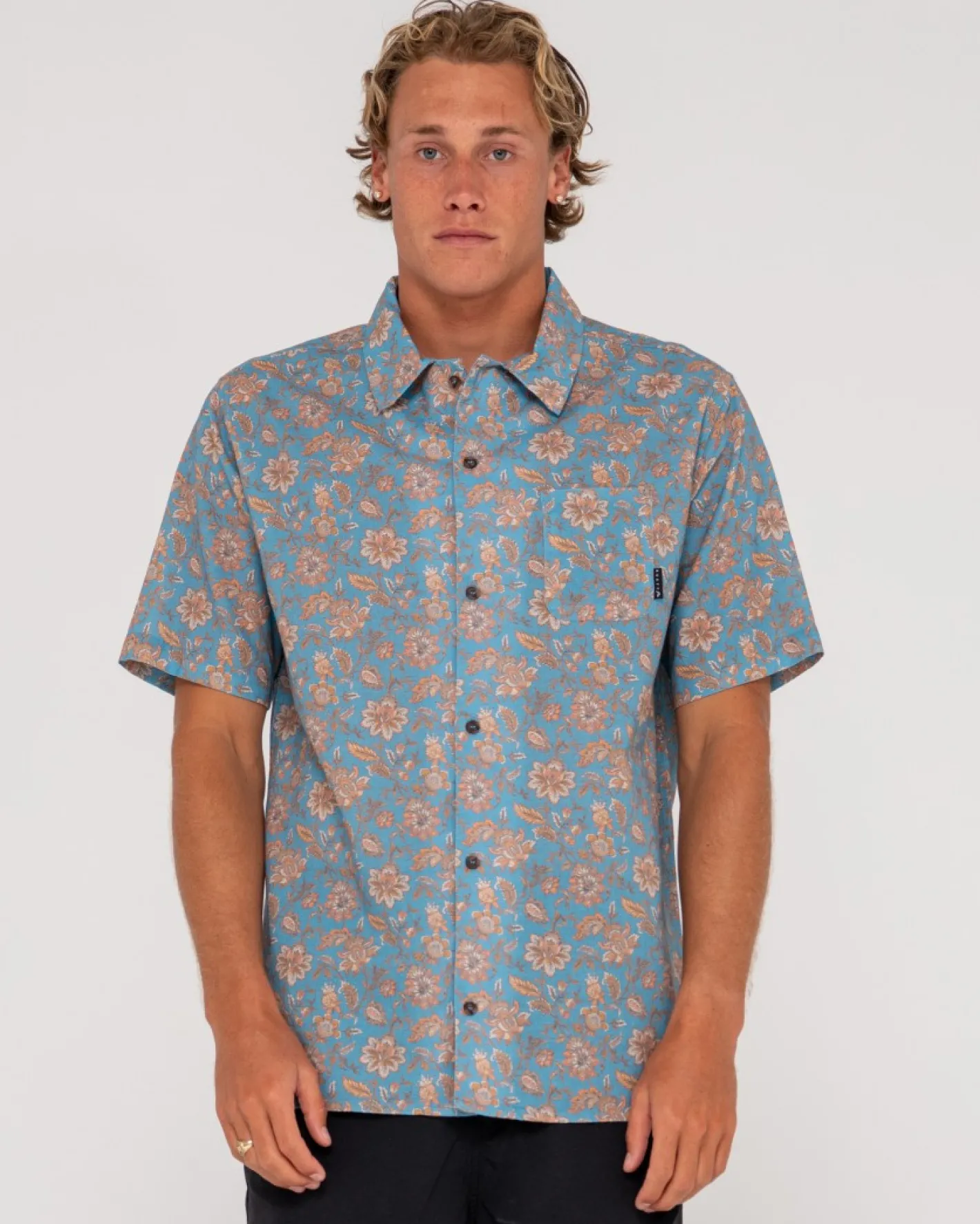 Discount Mosaic Ramie Relaxed Fit Short Sleeve Shirt Mens Shirts