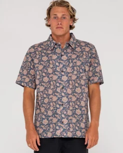 Sale Mosaic Ramie Relaxed Fit Short Sleeve Shirt Mens Shirts