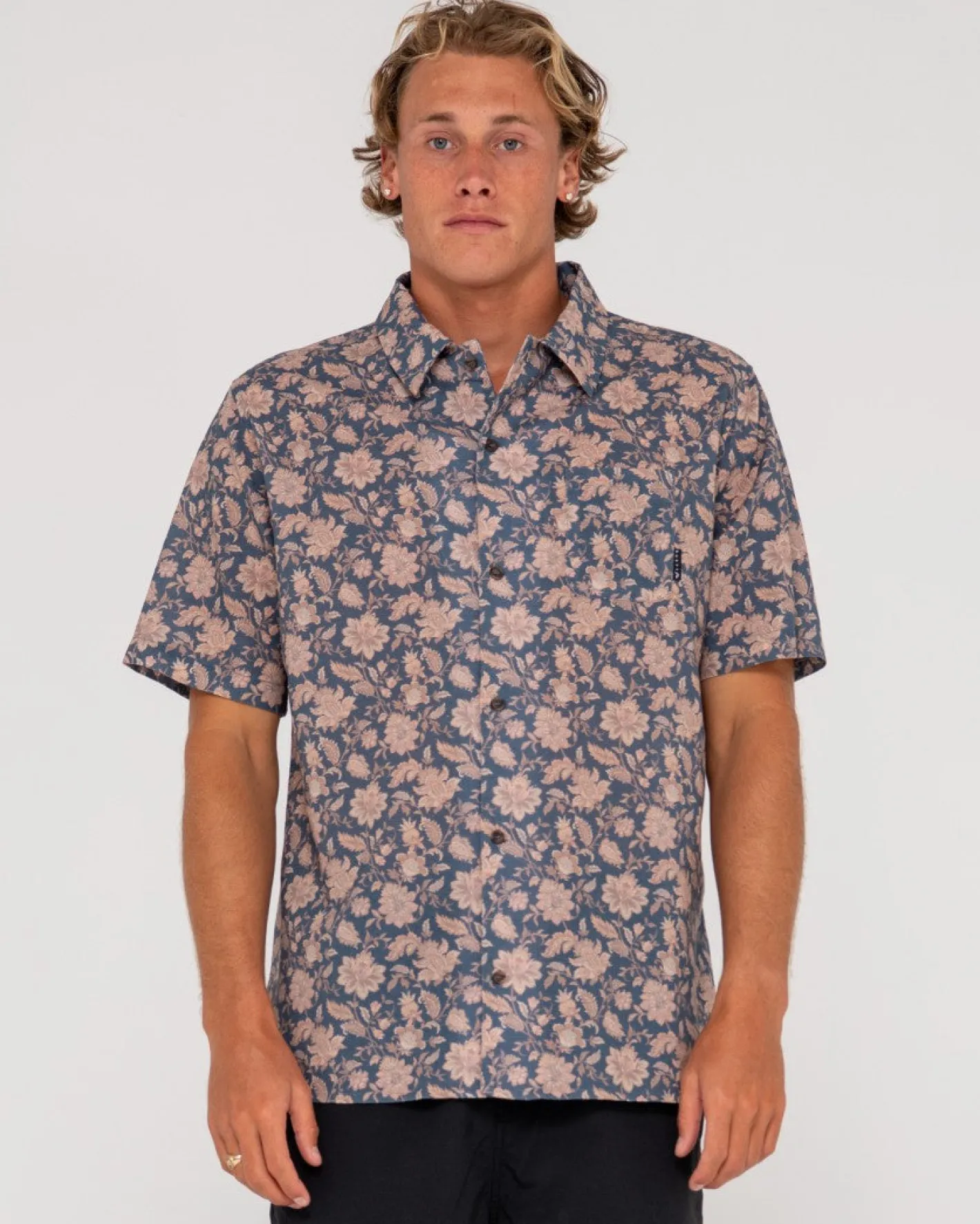 Sale Mosaic Ramie Relaxed Fit Short Sleeve Shirt Mens Shirts