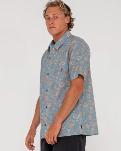 Discount Mosaic Ramie Relaxed Fit Short Sleeve Shirt Mens Shirts
