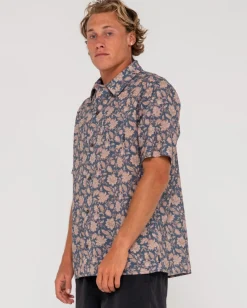 Sale Mosaic Ramie Relaxed Fit Short Sleeve Shirt Mens Shirts