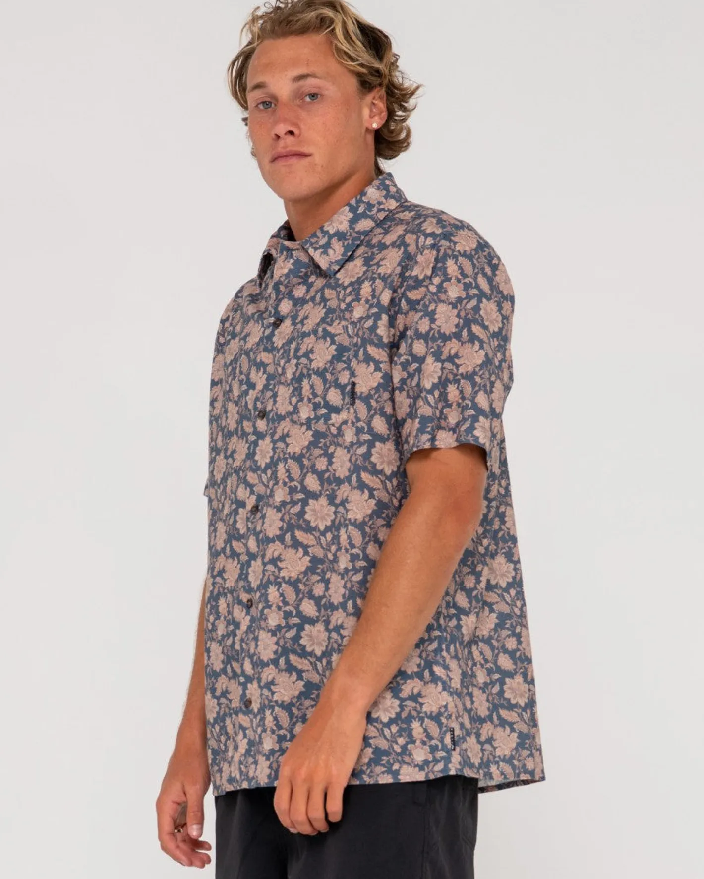 Sale Mosaic Ramie Relaxed Fit Short Sleeve Shirt Mens Shirts