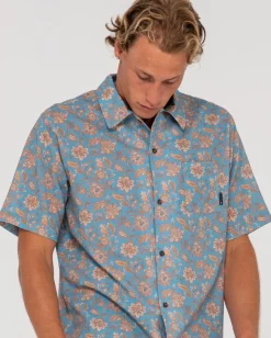 Discount Mosaic Ramie Relaxed Fit Short Sleeve Shirt Mens Shirts