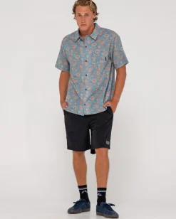 Discount Mosaic Ramie Relaxed Fit Short Sleeve Shirt Mens Shirts