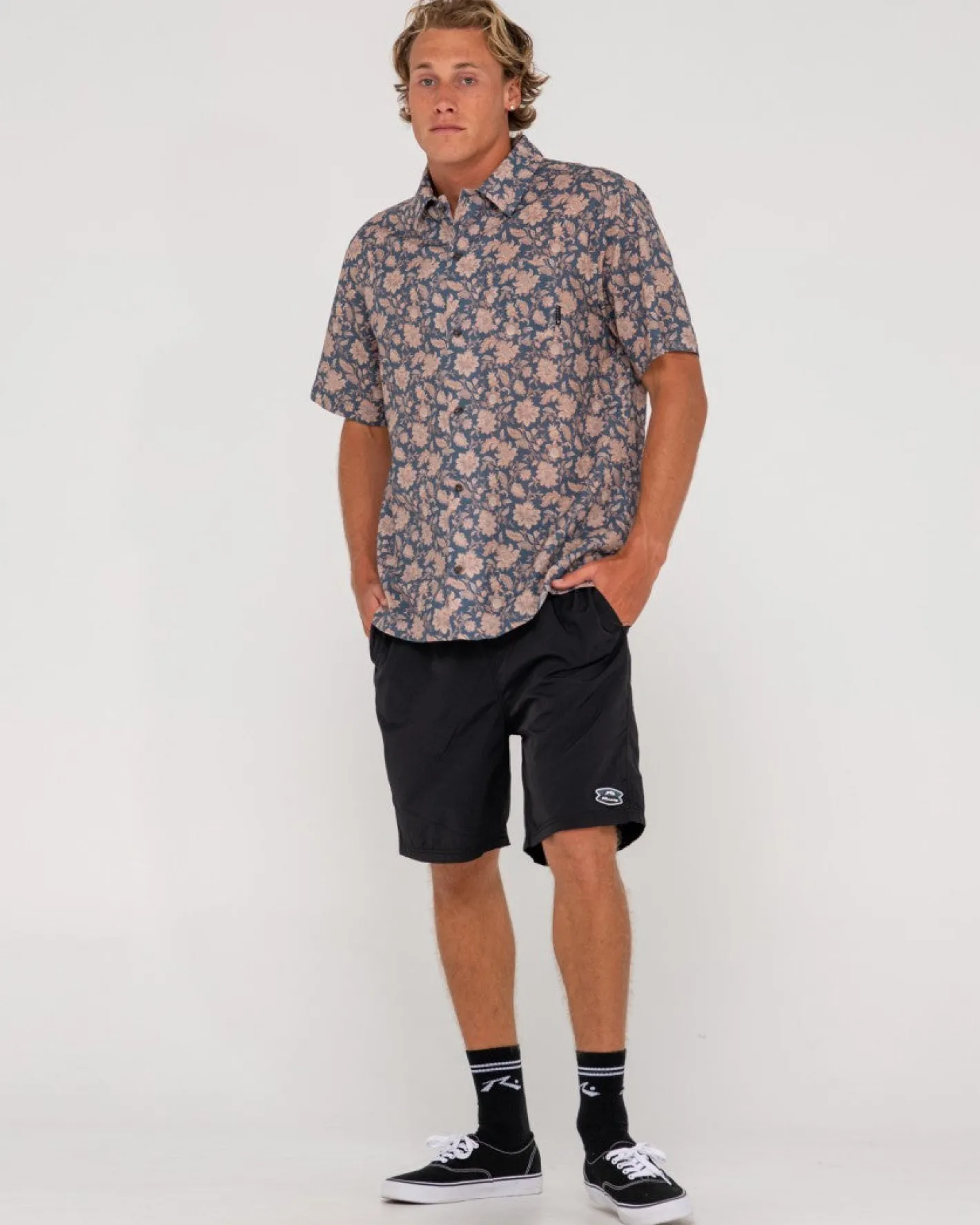 Sale Mosaic Ramie Relaxed Fit Short Sleeve Shirt Mens Shirts