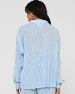 Store Nissi Long Sleeve Pleated Shirt Womens Fashion Tops