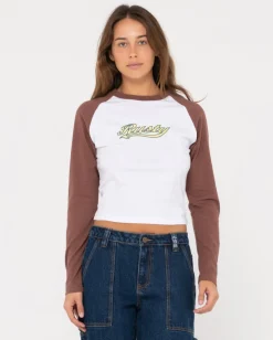 Online Norty Long Sleeve Raglan Baby Tee Womens Graphic Tees