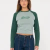 New Norty Long Sleeve Raglan Baby Tee Womens Graphic Tees