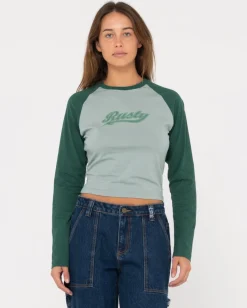 New Norty Long Sleeve Raglan Baby Tee Womens Graphic Tees