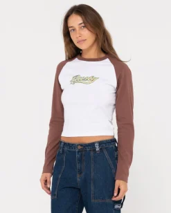 Online Norty Long Sleeve Raglan Baby Tee Womens Graphic Tees