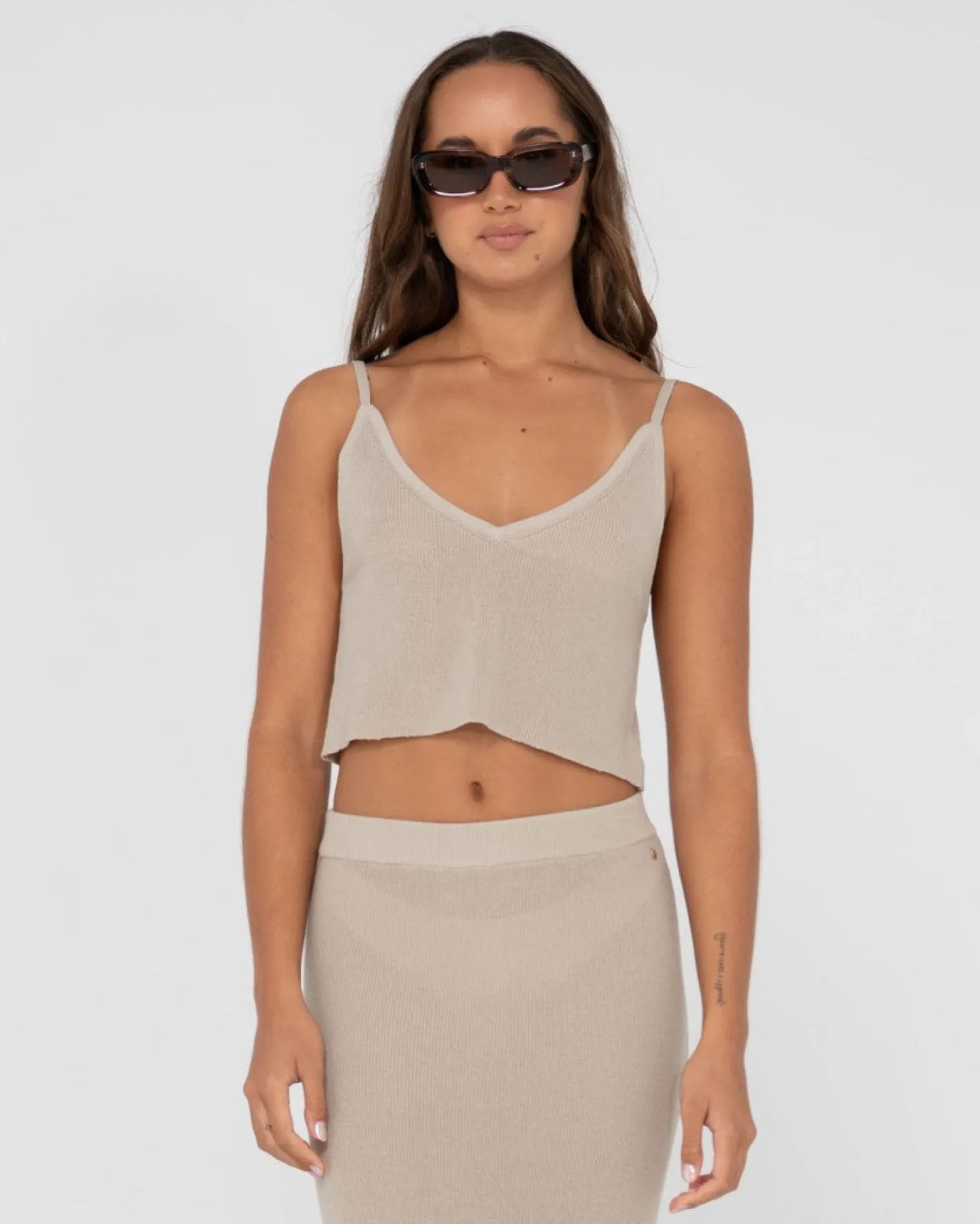 Online Ophelia Relaxed Knit Cropped Cami Womens Fashion Tops