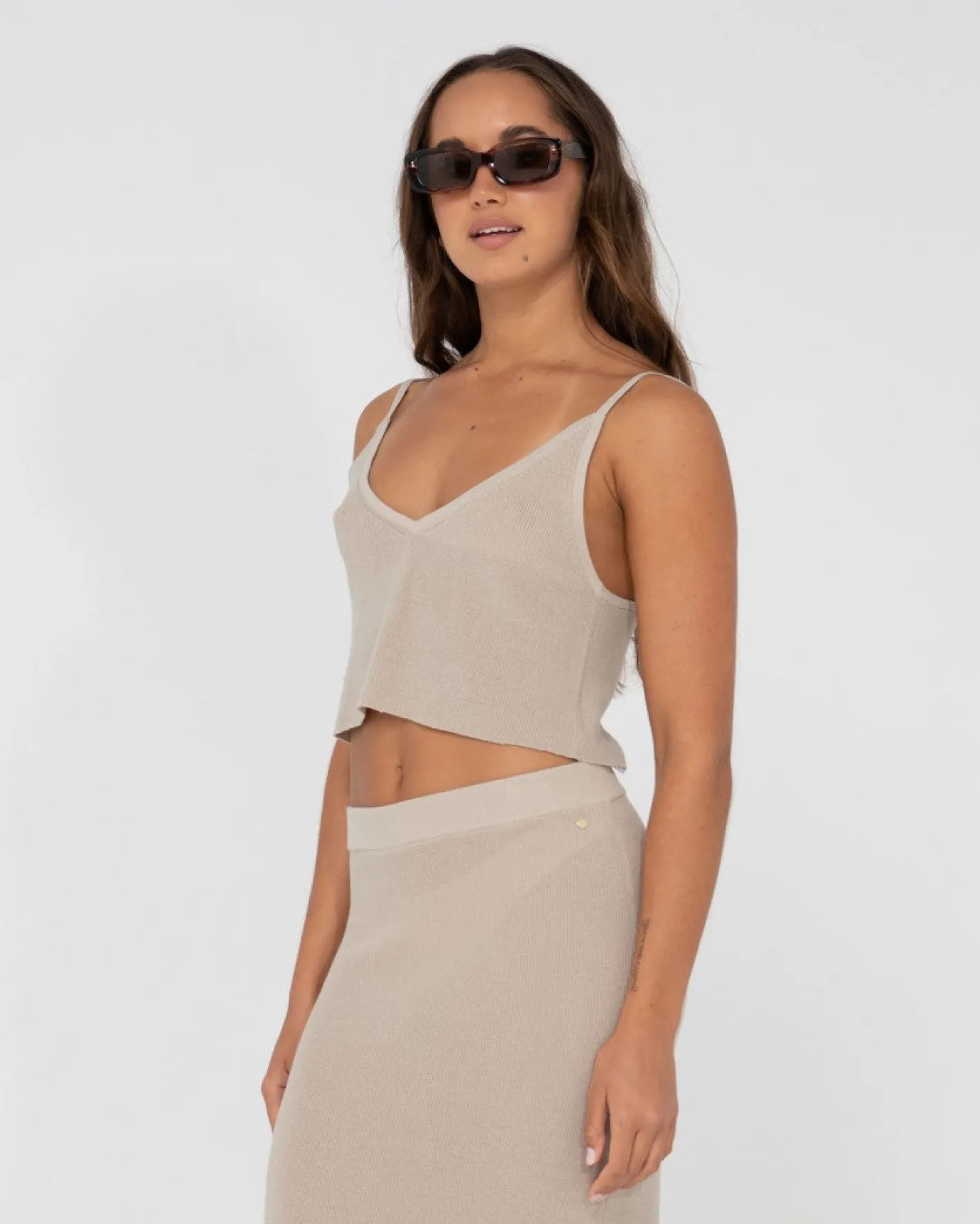 Online Ophelia Relaxed Knit Cropped Cami Womens Fashion Tops