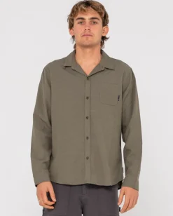 Sale Overtone Long Sleeve Linen Shirt Mens Shirts