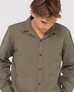 Sale Overtone Long Sleeve Linen Shirt Mens Shirts