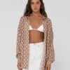 Outlet Panama Printed Oversized Long Sleeve Shirt Womens Fashion Tops