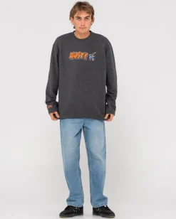 Store Party Of One Embroidered Rib Crew Mens Hoodies & Fleece