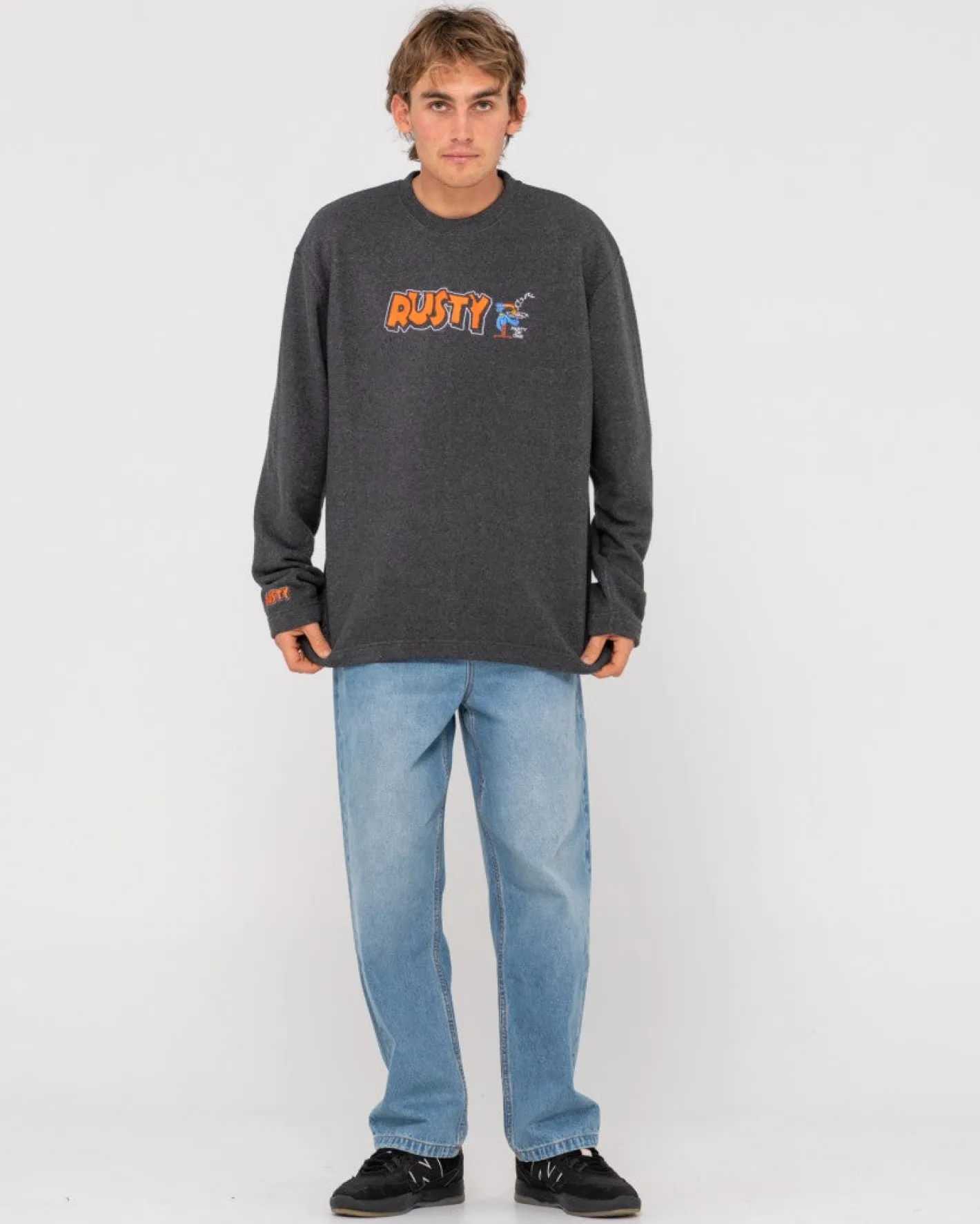 Store Party Of One Embroidered Rib Crew Mens Hoodies & Fleece