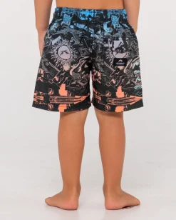 Best Paste Up Printed Elastic Boardshort Runts Kids Boardshorts