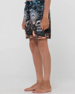 Discount Paste Up Printed Elastic Boardshort Boys Kids Boardshorts