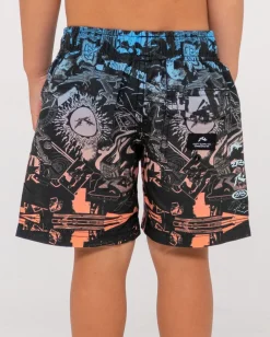 Best Paste Up Printed Elastic Boardshort Runts Kids Boardshorts