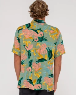 Fashion Pastel Paradise Relaxed Fit Short Sleeve Shirt Mens Shirts