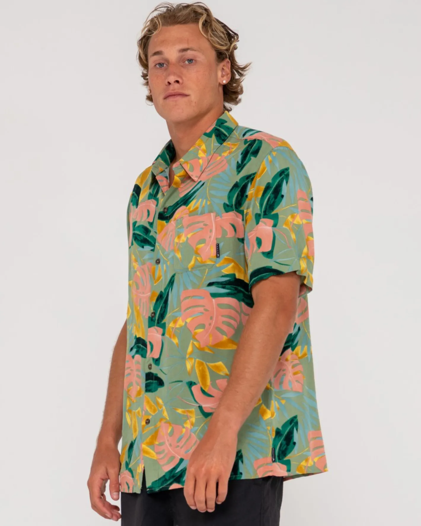 Fashion Pastel Paradise Relaxed Fit Short Sleeve Shirt Mens Shirts