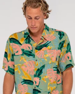 Fashion Pastel Paradise Relaxed Fit Short Sleeve Shirt Mens Shirts