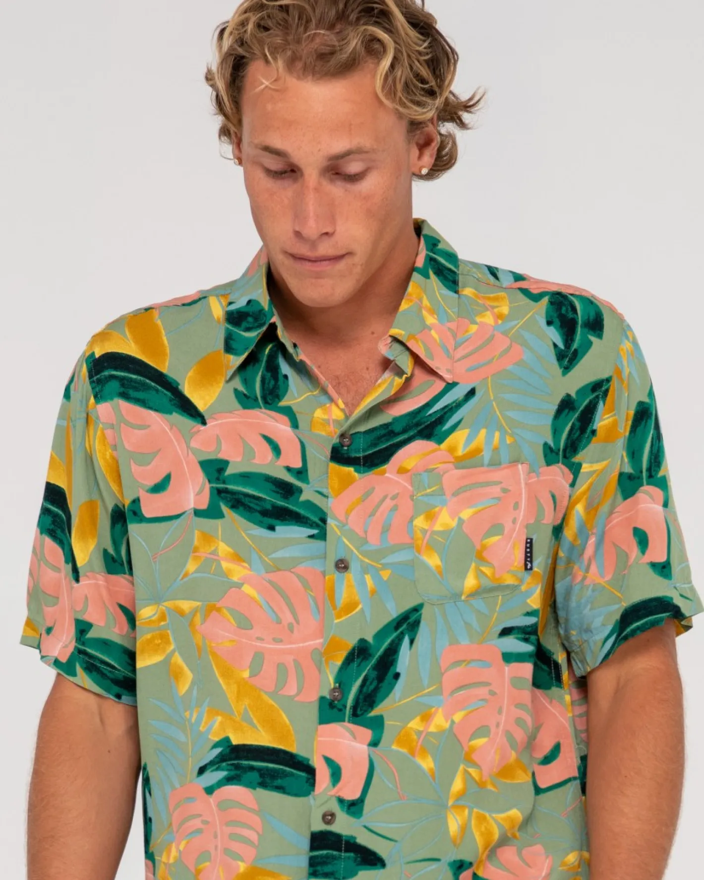 Fashion Pastel Paradise Relaxed Fit Short Sleeve Shirt Mens Shirts