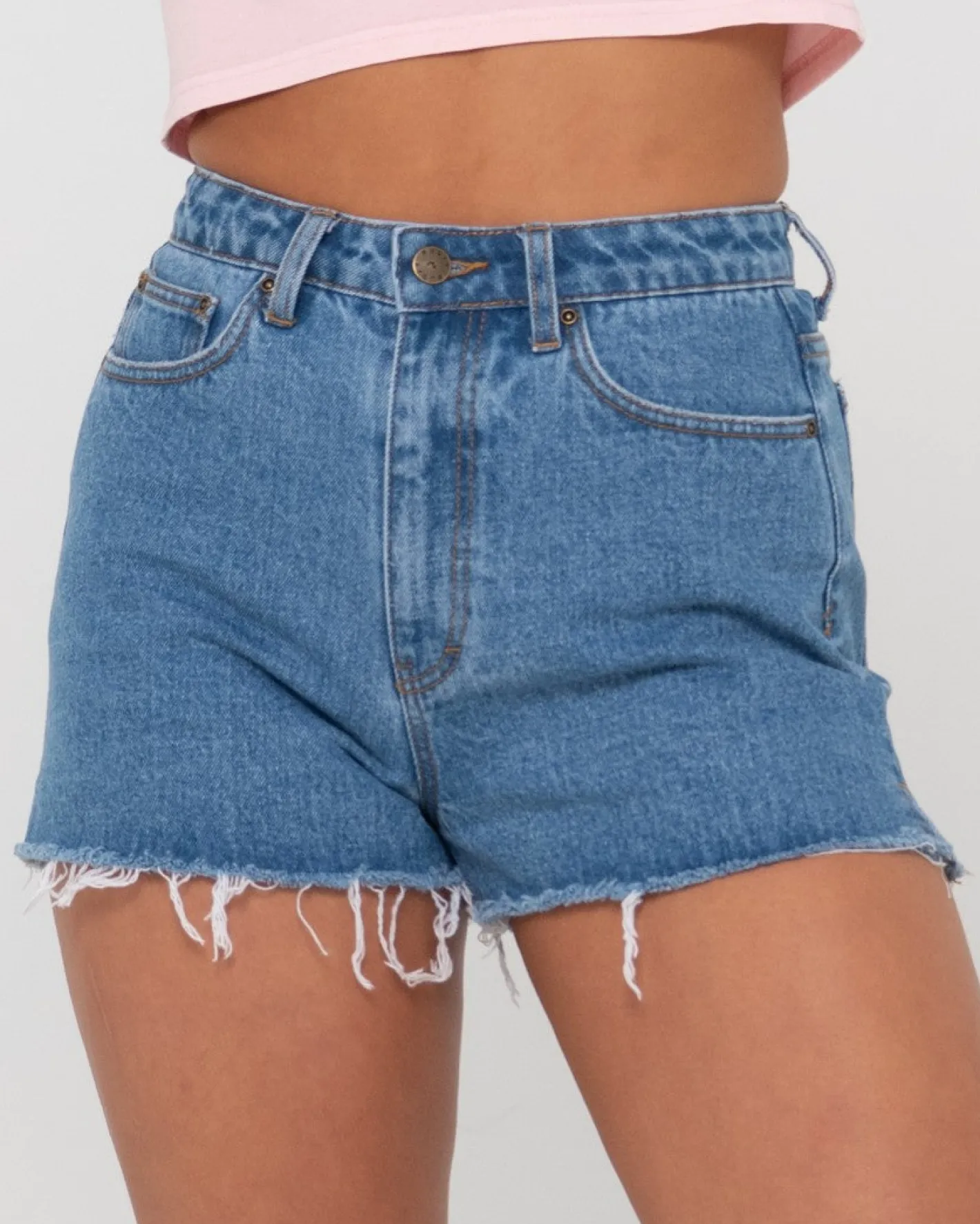 Cheap Penny Kick Flare High Waisted Denim Short Womens Shorts