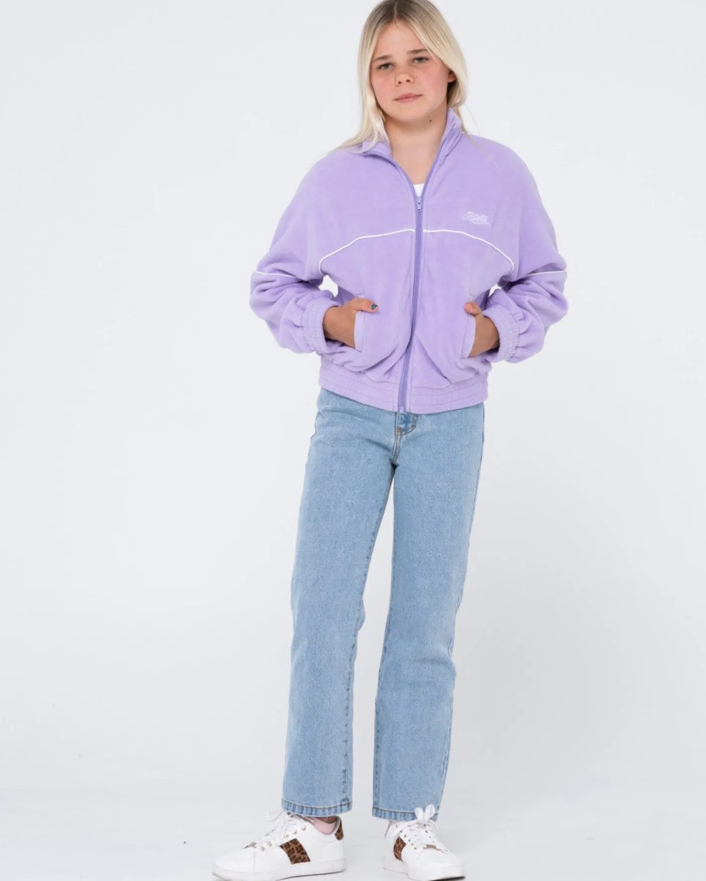 Cheap Polar Zip Through Fleece Girls Kids Tops