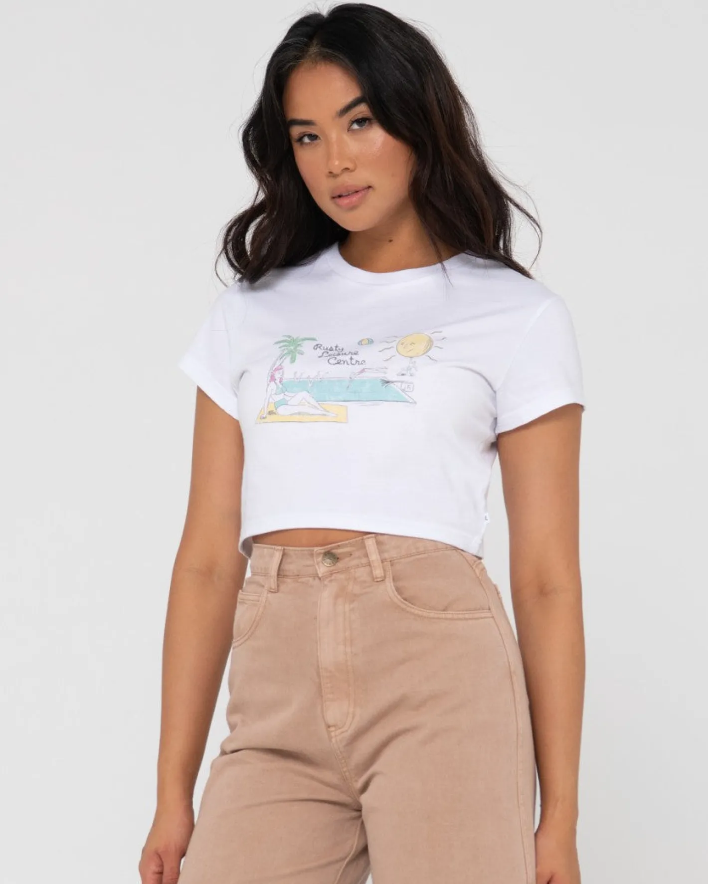Online Pool Side Organic Graphic Baby Tee Womens Tees & Tanks