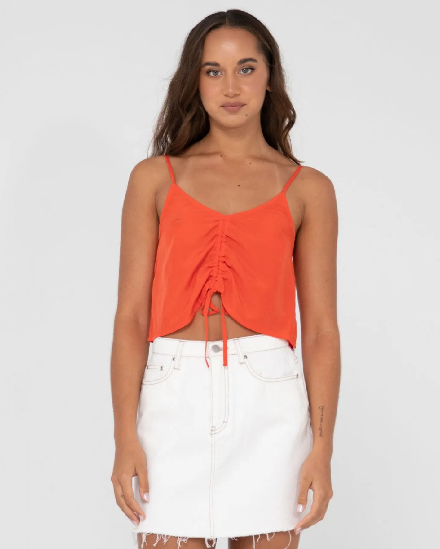 Fashion Porter Ruched Cami Crop Top Womens Fashion Tops