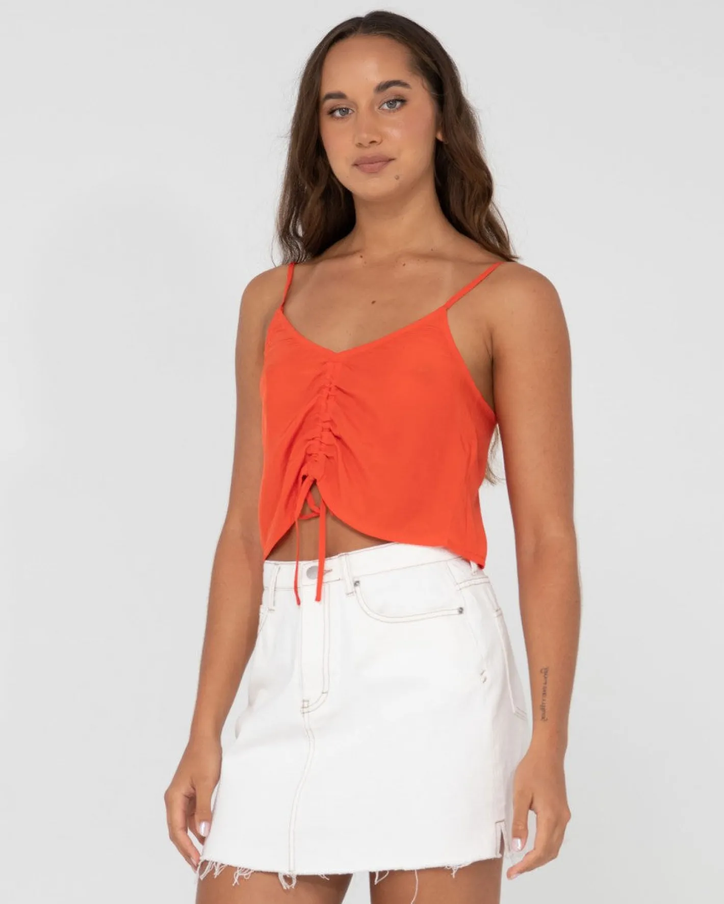 Fashion Porter Ruched Cami Crop Top Womens Fashion Tops