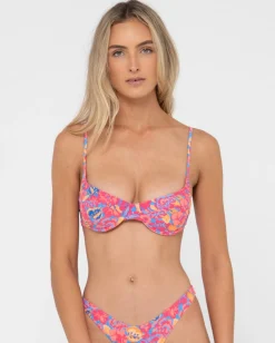 Sale Rio Hibiscus Printed Balconette Bikini Top Womens Bikini Tops