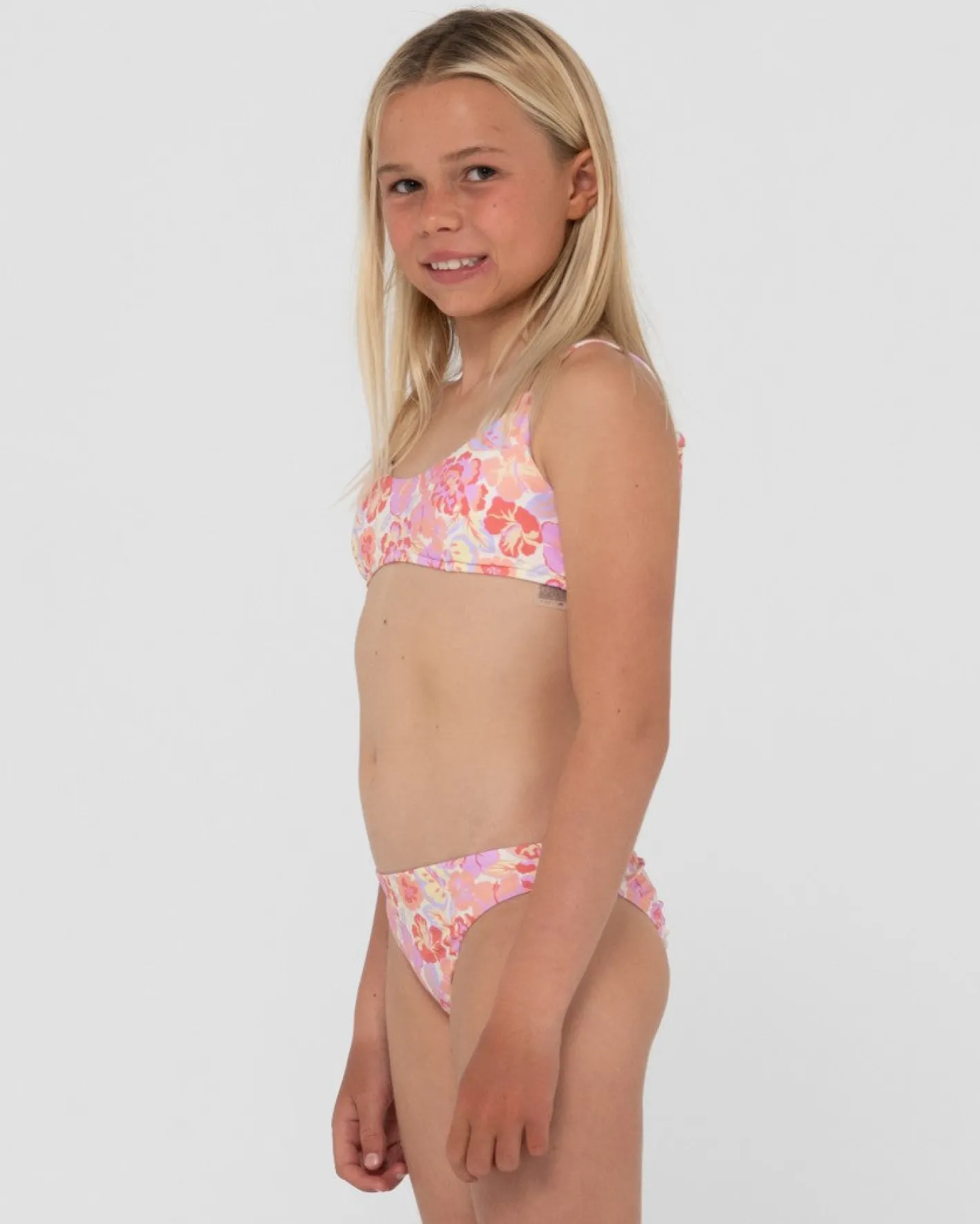 Flash Sale Rio Hibiscus Printed Bikini Set Girls Kids Swimwear
