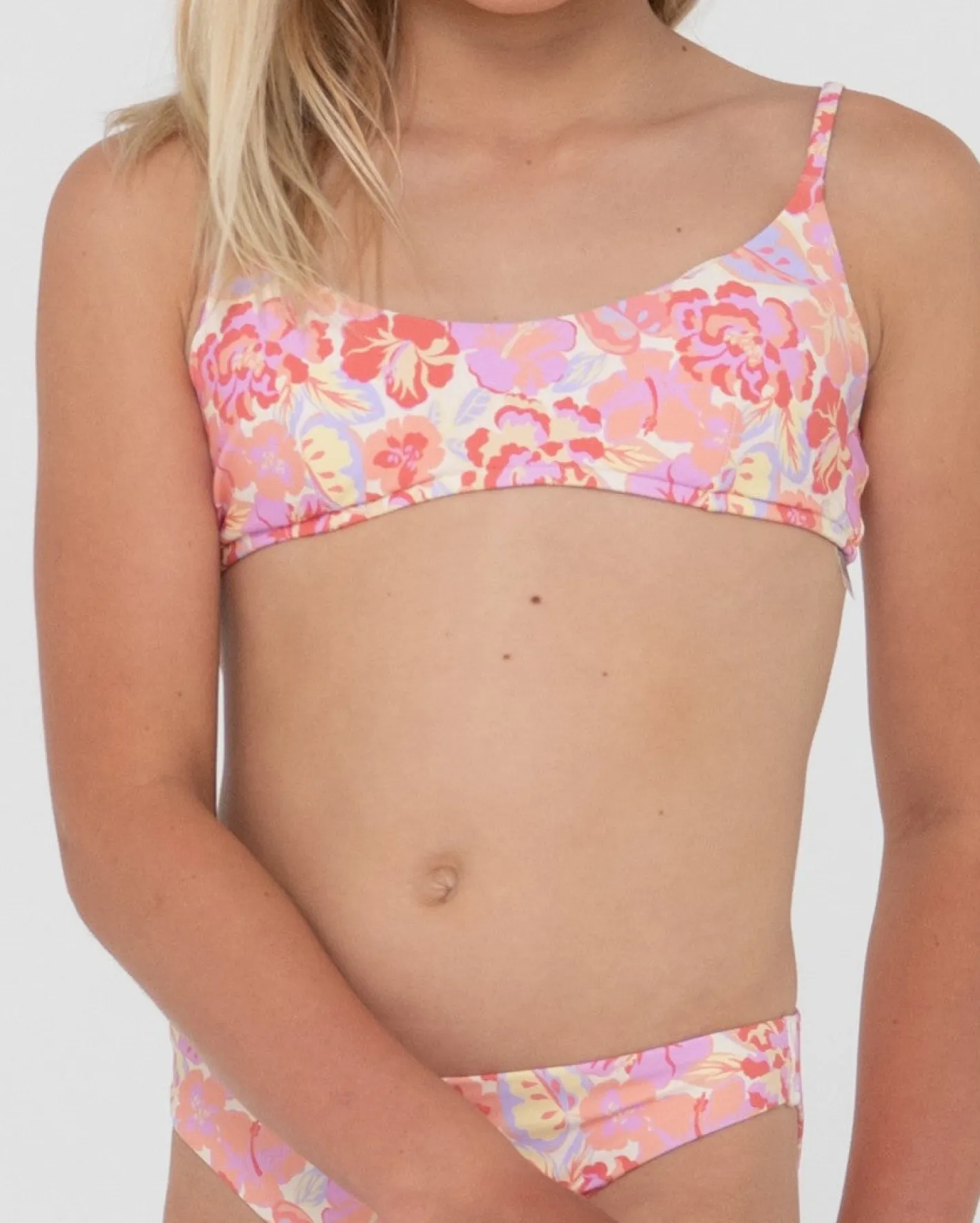 Flash Sale Rio Hibiscus Printed Bikini Set Girls Kids Swimwear