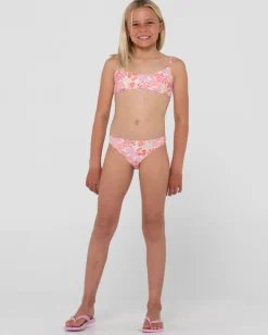 Flash Sale Rio Hibiscus Printed Bikini Set Girls Kids Swimwear