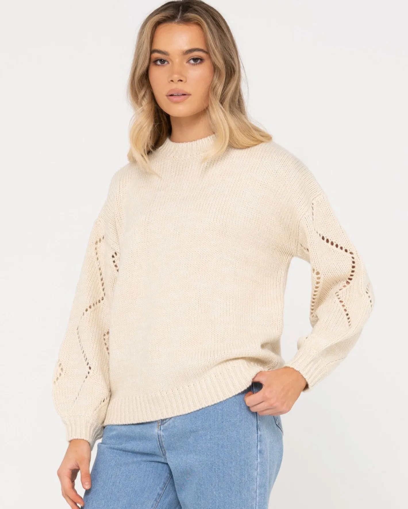 Hot Rossie Relaxed Fit Crew Neck Knit Womens Knitwear