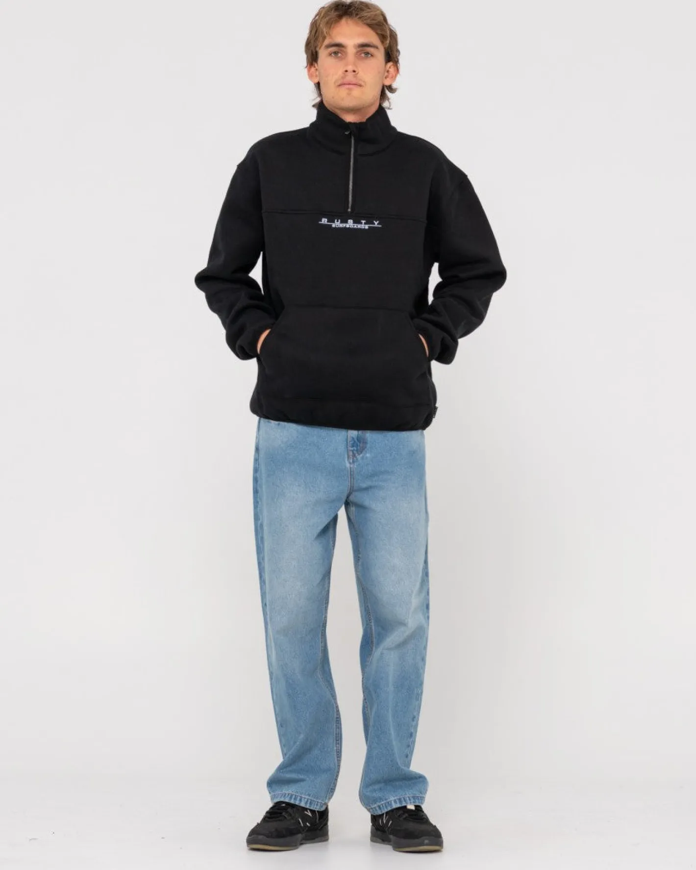 Cheap Rs Relaxed 1/4 Zip Super Fleece Mens Hoodies & Fleece