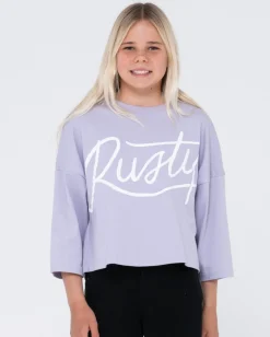 New Script Long Sleeve Tee Girls Kids Tops