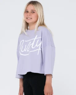 New Script Long Sleeve Tee Girls Kids Tops